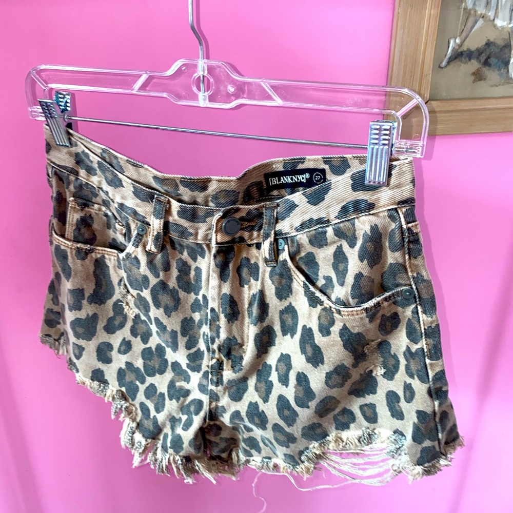 Blank NYC Leopard Denim Shorts!
